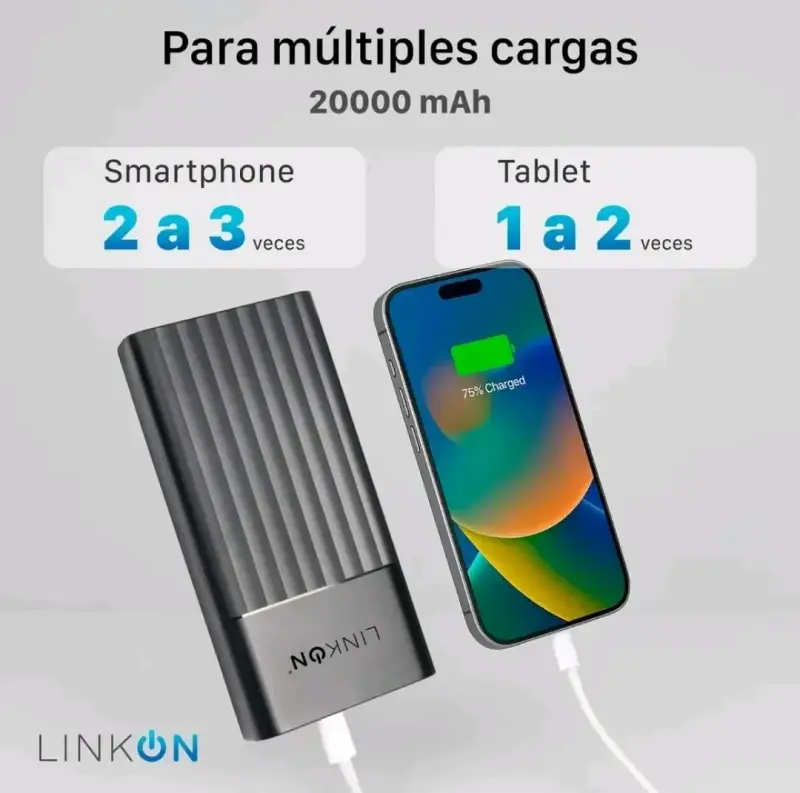Power Bank Linkon 20000mAh con Pantalla Digital - 6