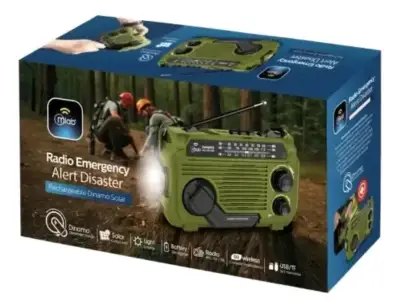 Radio de Emergencia Recargable Dinamo Solar Verde - miniatura 1