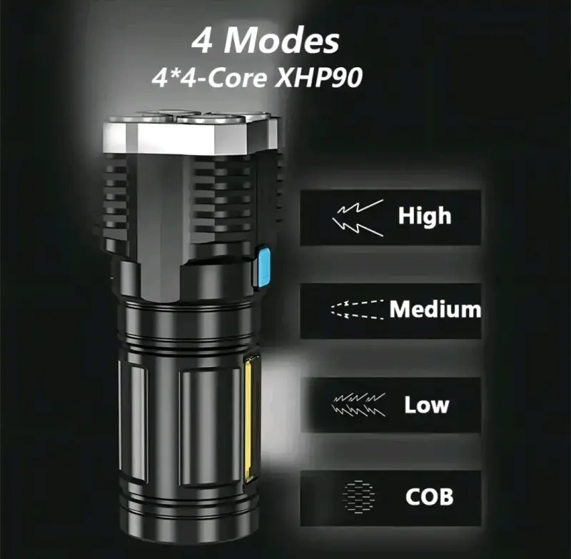 Linterna LED Recargable XHP90 4 Modos - 3