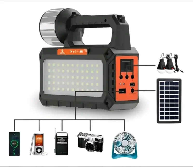 Sistema de iluminación solar + panel y lámparas - 6