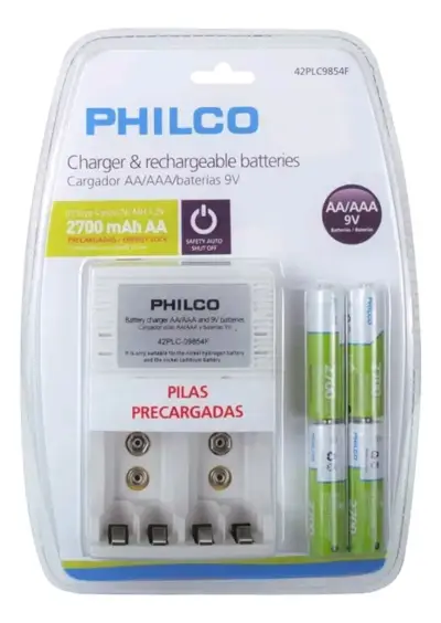 Set Cargador de Baterias Multiple 9V + 4 Pilas AA - miniatura 1