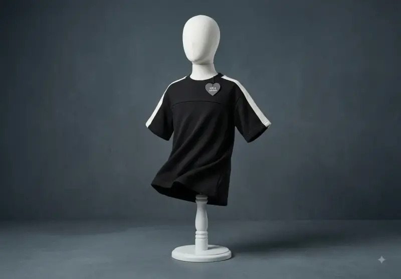 Polera negra con detalles blancos para niños