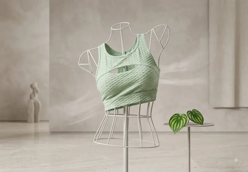 Top deportivo verde menta con diseño texturizado