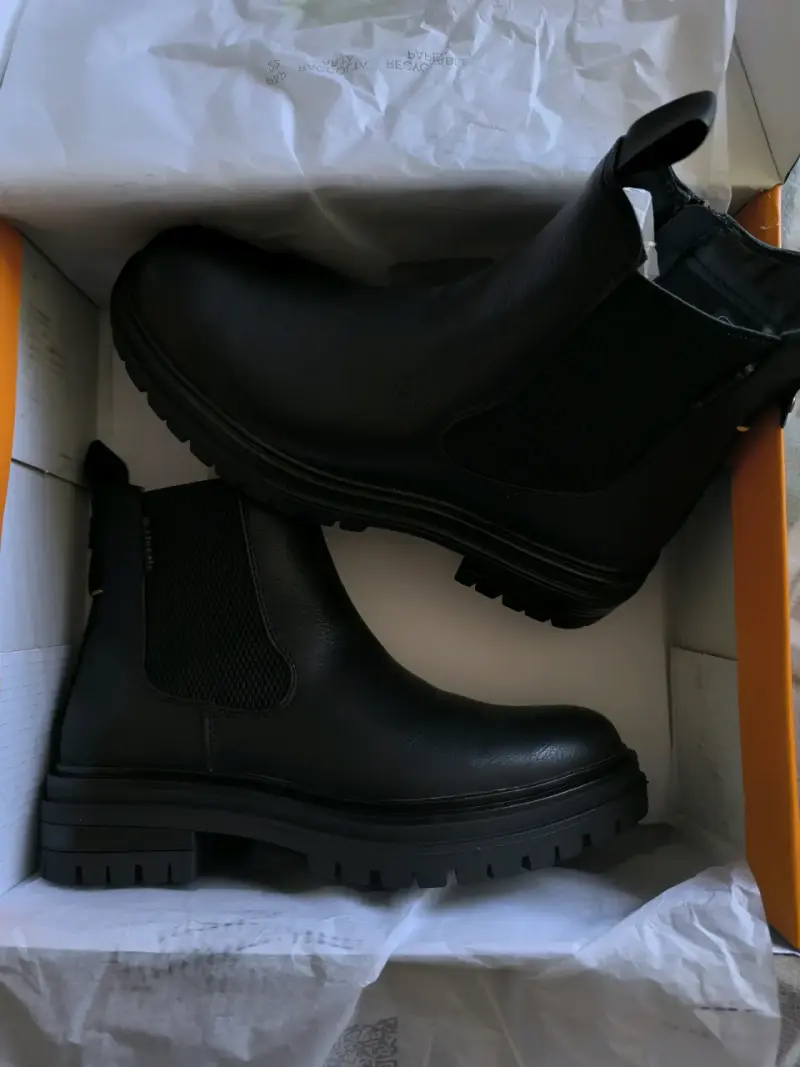Botines de cuero negro para mujer Refresh - 1