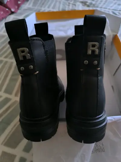 Botines de cuero negro para mujer Refresh - miniatura 3