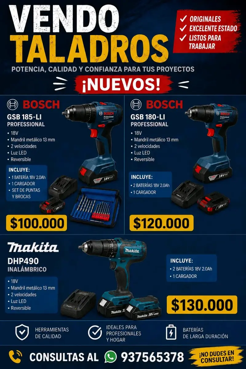Taladro Inalámbrico Bosch GSB 185-LI 18V Nuevo