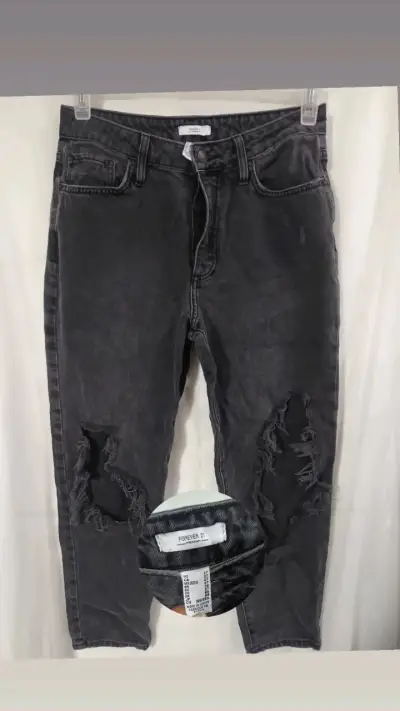 Jeans negros rasgados Forever 21 para mujer - miniatura 1