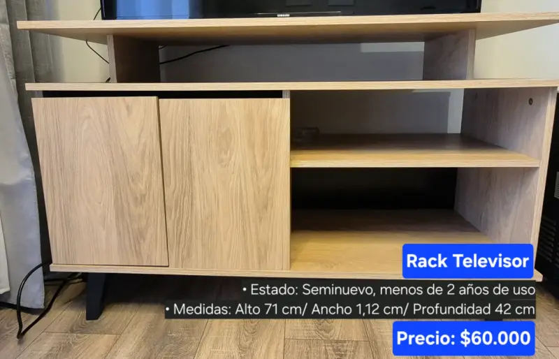 Rack de Televisor de Madera Seminuevo - 2