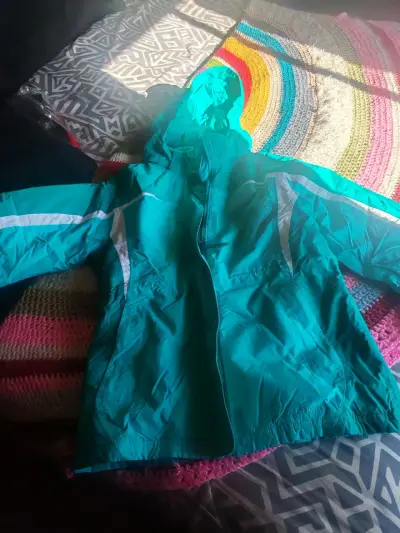 Chaqueta impermeable turquesa L.L.Bean talla 10-12 - miniatura 2