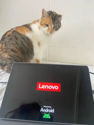 Tablet Lenovo  con funda gris y lápiz - miniatura 6