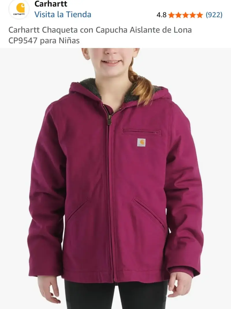 Chaqueta Carhartt para niñas con capucha morada - 2