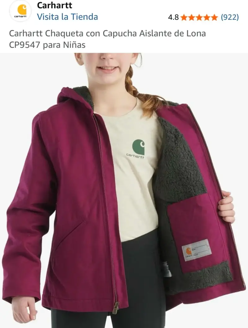 Chaqueta Carhartt para niñas con capucha morada - 3