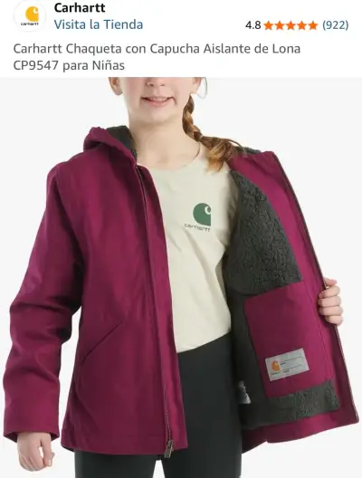 Chaqueta Carhartt para Niñas con Capucha Aislante - miniatura 3