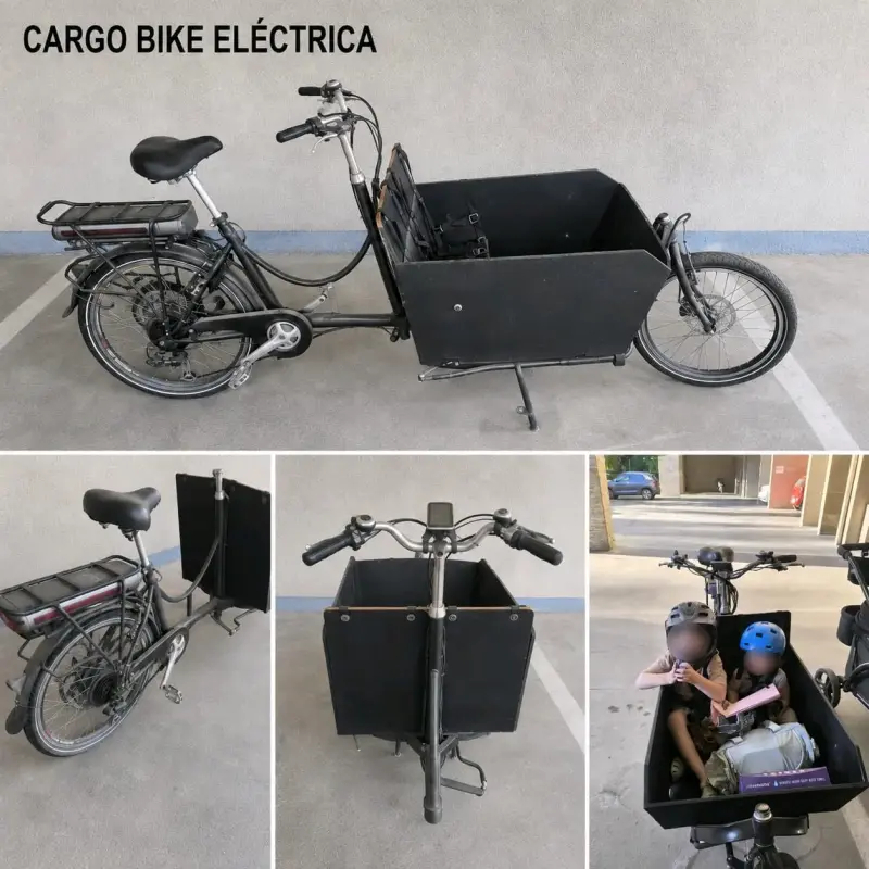 Bicicleta Cargo Eléctrica Negra para Transporte