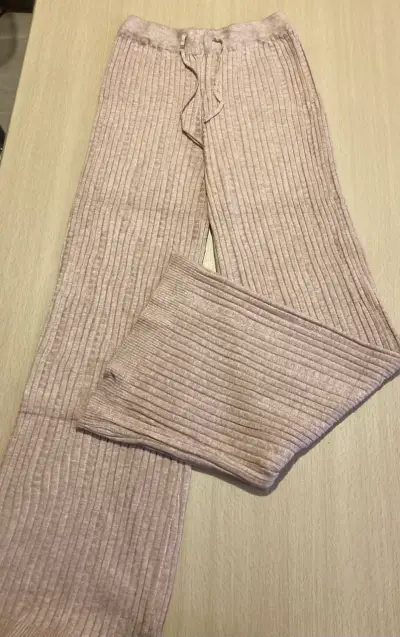 Pantalones de lanilla acanalado para mujer - miniatura 1