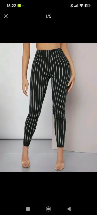 Leggings negros a rayas para mujer - miniatura 1