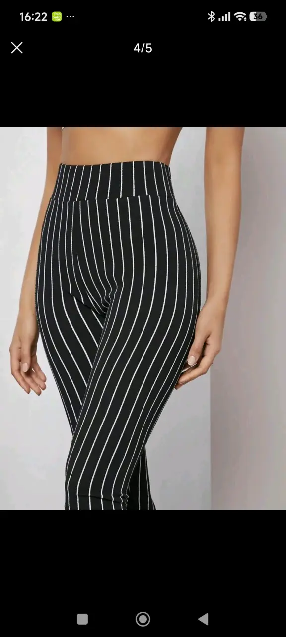 Leggings negros a rayas para mujer - 2