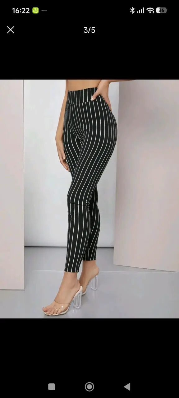 Leggings negros a rayas para mujer - 3