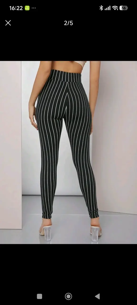 Leggings negros a rayas para mujer - 4