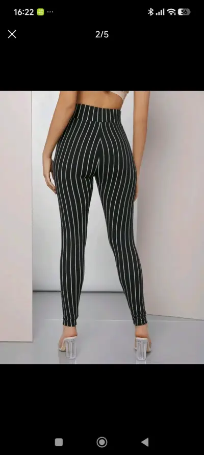 Leggings negros a rayas para mujer - miniatura 4