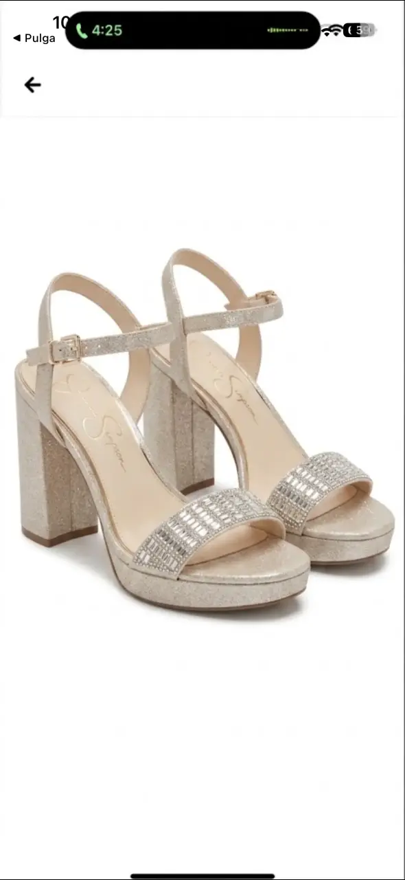 Sandalias de tacón plateadas con brillo