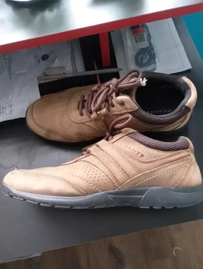 Zapatillas casuales de cuero marrón para hombre - miniatura 2