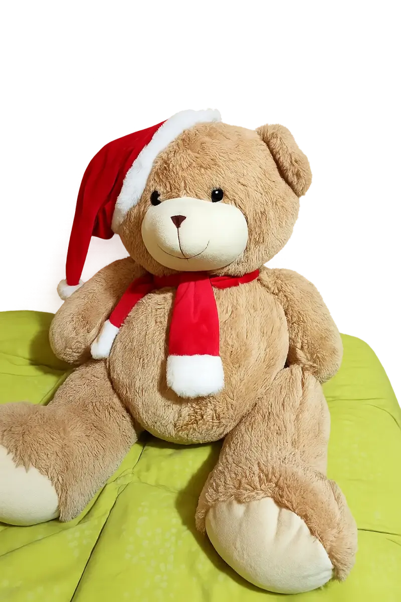 Osito de Peluche Grande con Gorro Navideño