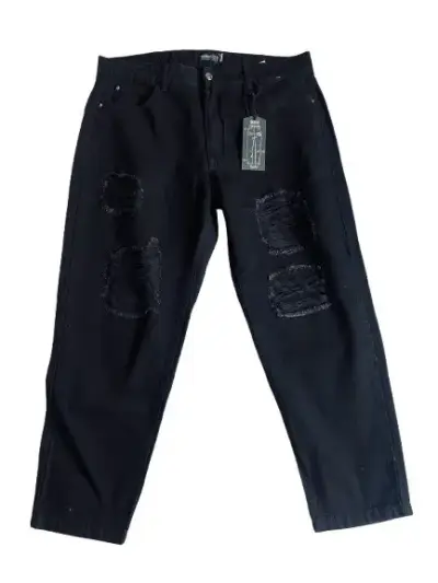 Jeans negros desgastados para mujer - miniatura 1