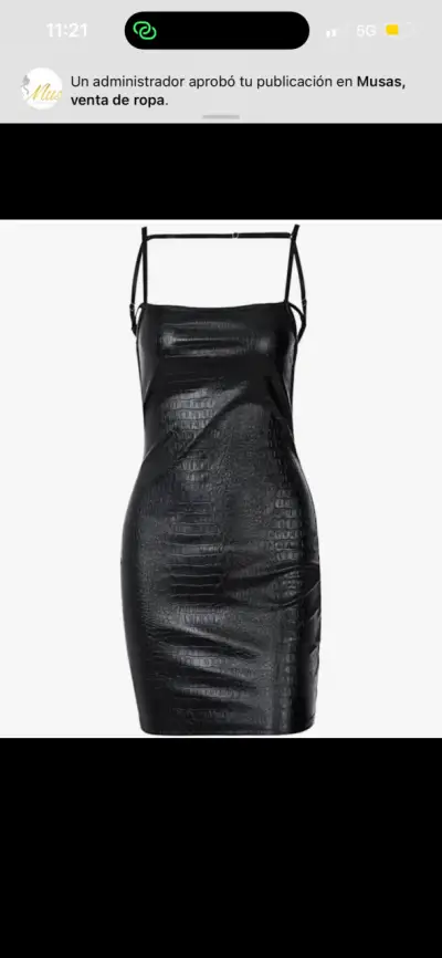 Vestido negro ajustado con diseño de cocodrilo - miniatura 1