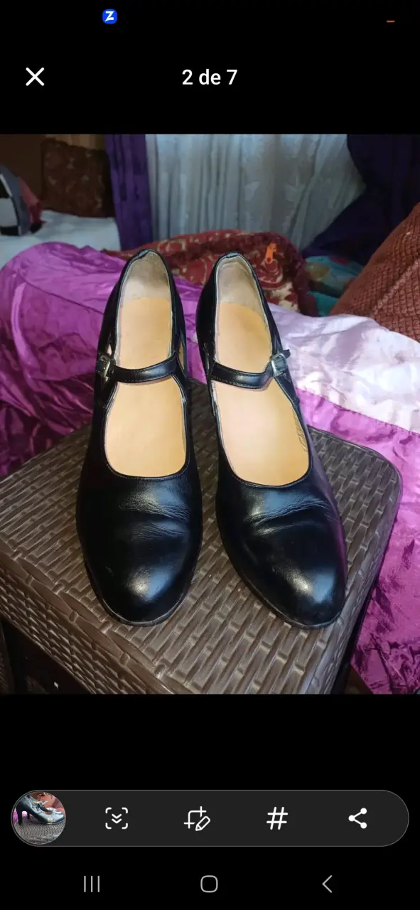 Zapatos de cueca negro con correa para mujer - 1