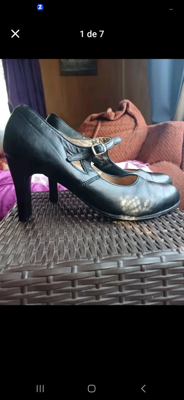 Zapatos de cueca negro con correa para mujer - 2