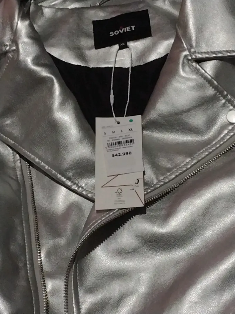 Chaqueta plateada de cuero sintético Soviet - 2