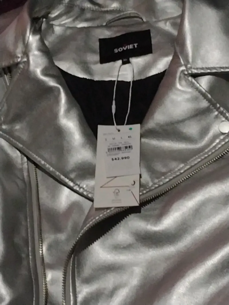 Chaqueta plateada de cuero sintético Soviet - 3