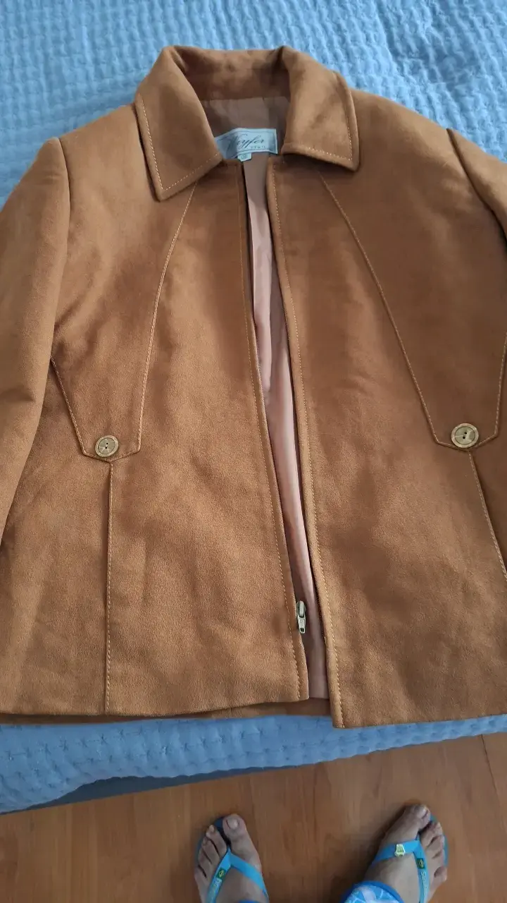 Chaqueta de gamuza marrón para mujer - 1
