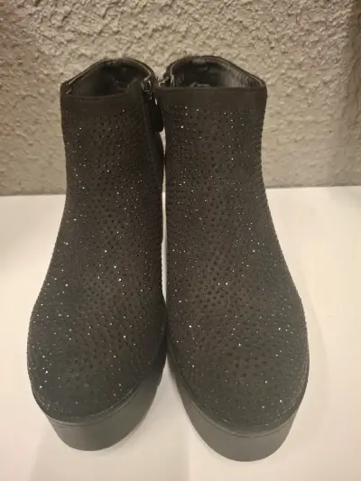 Botines negros con tacón y brillo - miniatura 5