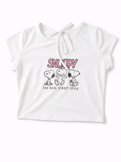 Polera Blanca Snoopy Estilo Urbano - miniatura 2