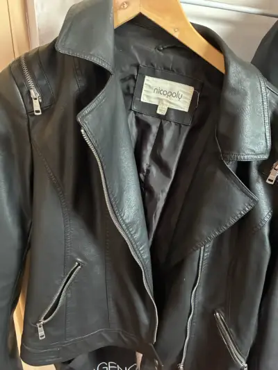 Chaqueta de cuero negra Nicopoly - miniatura 1