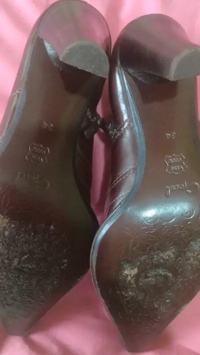 Botines de cuero marrón con tacón alto - miniatura 5