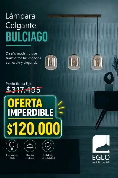 Lámpara Colgante Bulciago Eglo Moderna - miniatura 1