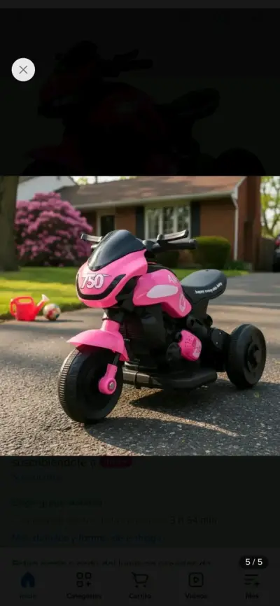 Moto eléctrica infantil rosa con ruedas de apoyo - miniatura 1
