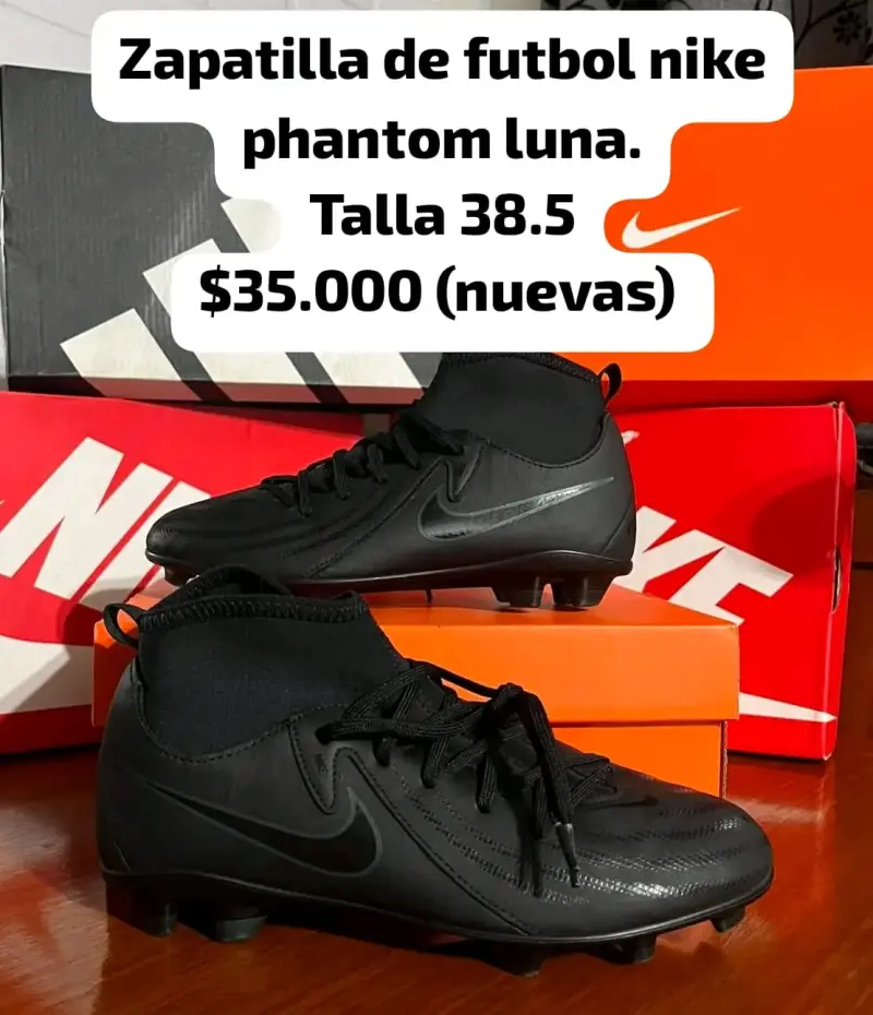 Zapatillas de fútbol Nike Phantom Luna negras talla 38.5 - 1