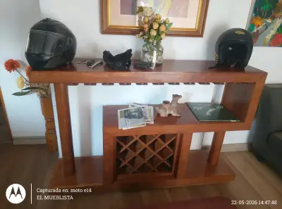 Barra de Vino de Madera con Soporte para Copas - miniatura 2