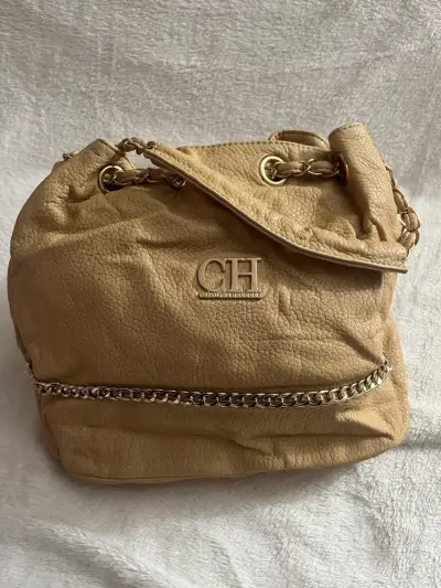 Bolso de cuero beige con cadena CH Carolina Herrera - miniatura 1
