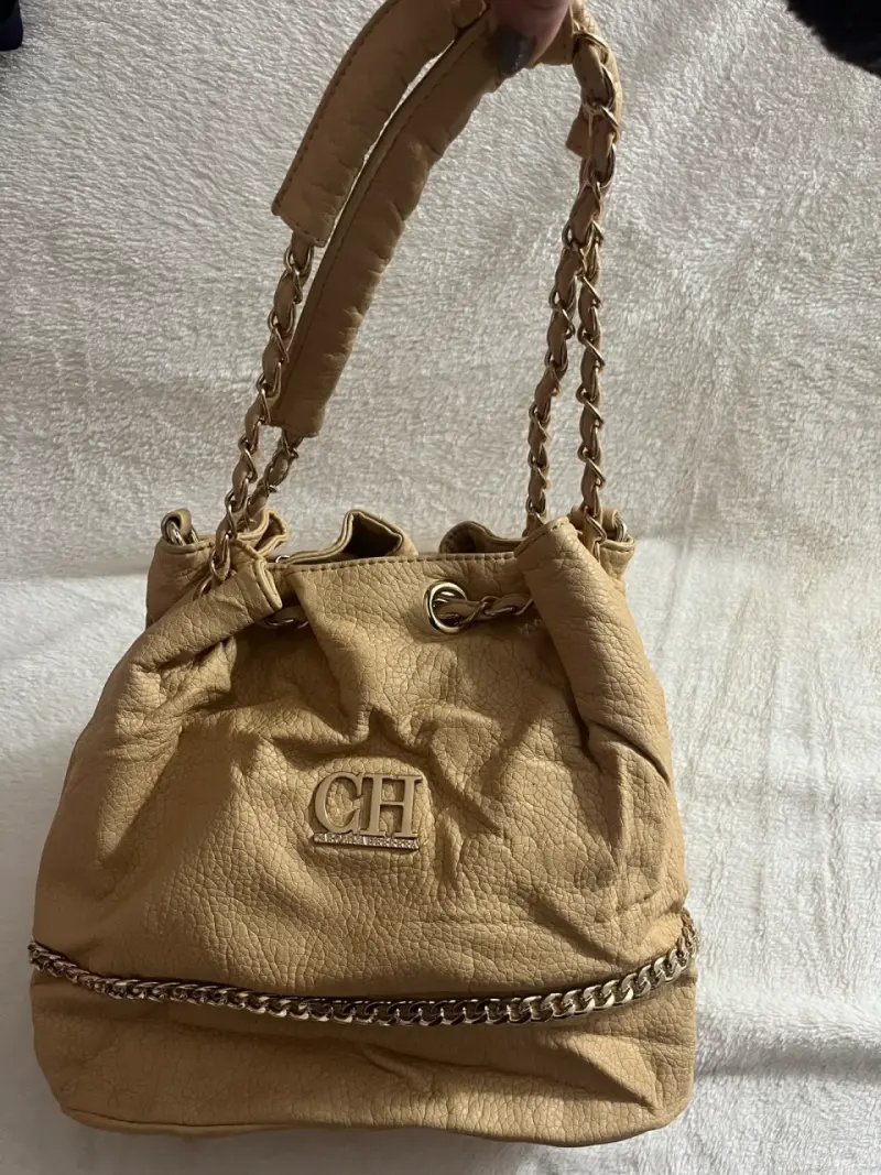 Bolso de cuero beige con cadena CH Carolina Herrera - 2