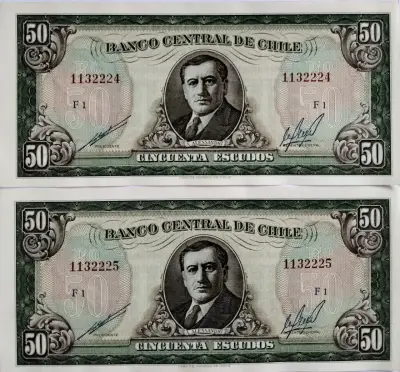 Billetes antiguos de 50 escudos chilenos - miniatura 1