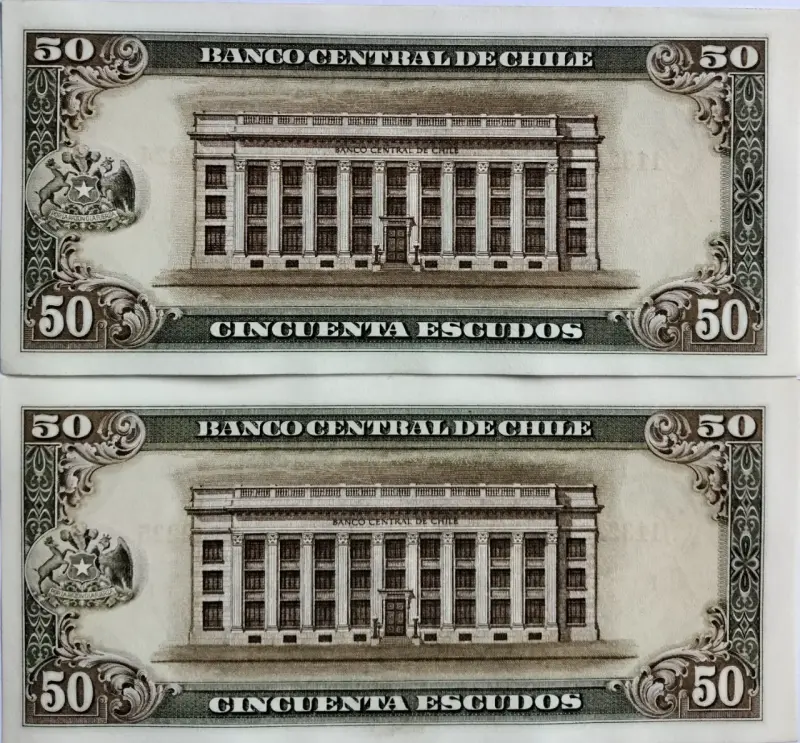 Billetes antiguos de 50 escudos chilenos - 2