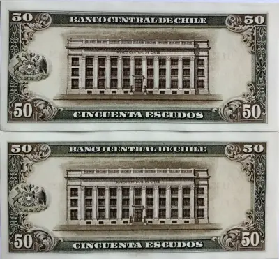 Billetes antiguos de 50 escudos chilenos - miniatura 2