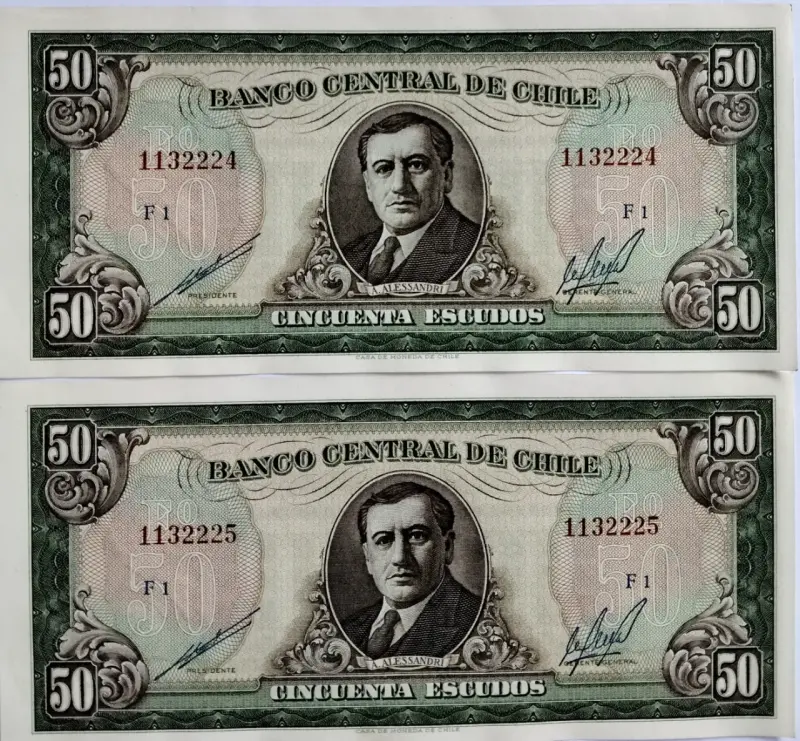 Billetes antiguos de 50 escudos chilenos - 3