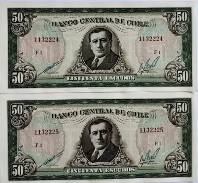 Billetes antiguos de 50 escudos chilenos - miniatura 3