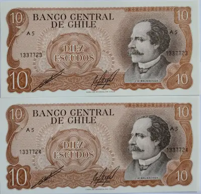 Billetes antiguos de 10 escudos de Chile - miniatura 1